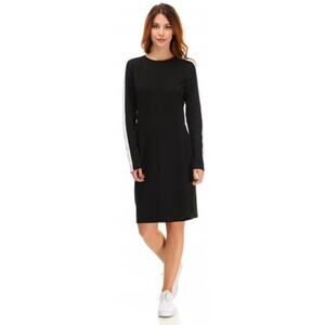 2/$30 ZARA Side Stripe Sweatshirt Dress Black Pullover Long Sleeve Casual #6261